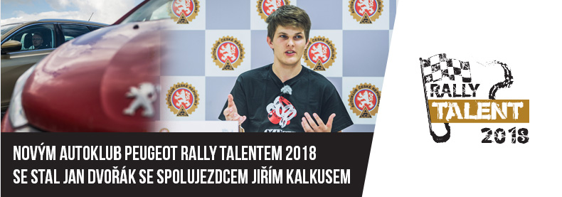 Novým Autoklub Peugeot Rally Talentem se stal Jan Dvořák se spolujezdcem Jiřím Kalkusem 