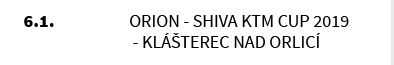 Orion - Shiva KTM CUP 2019 - Klášterec nad Orlicí